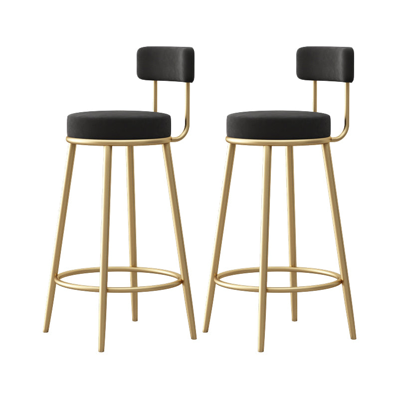 Glam Style Bar-stool Round Seat with Low Back Iron Legs for Kitchen Bar
