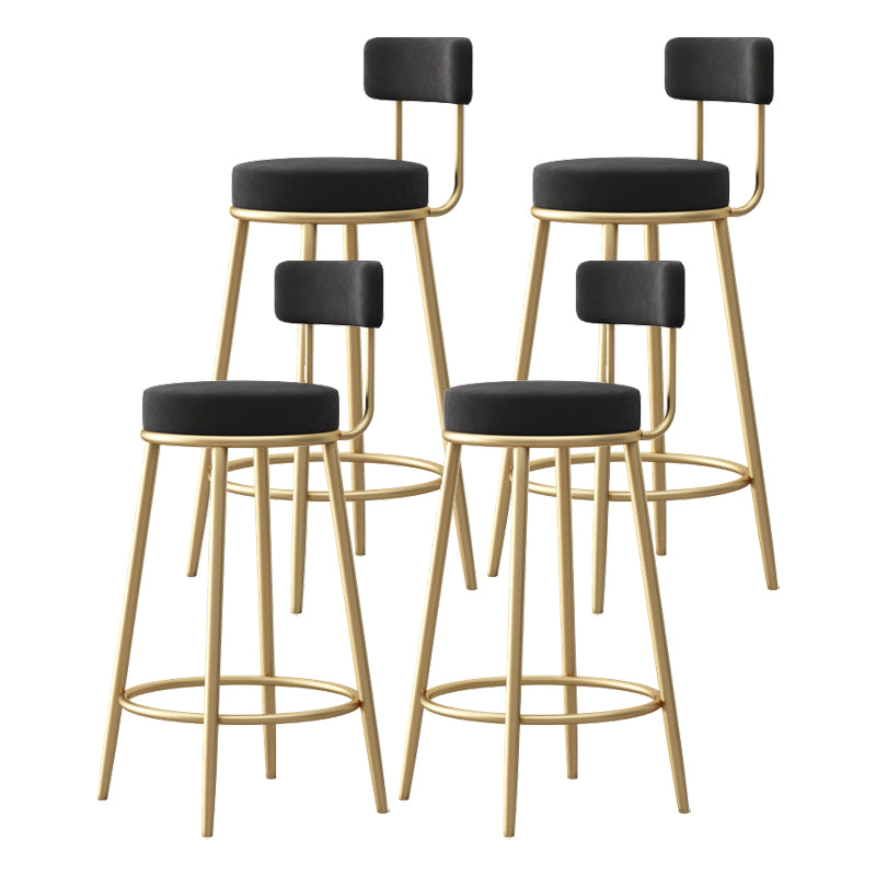 Glam Style Bar-stool Round Seat with Low Back Iron Legs for Kitchen Bar