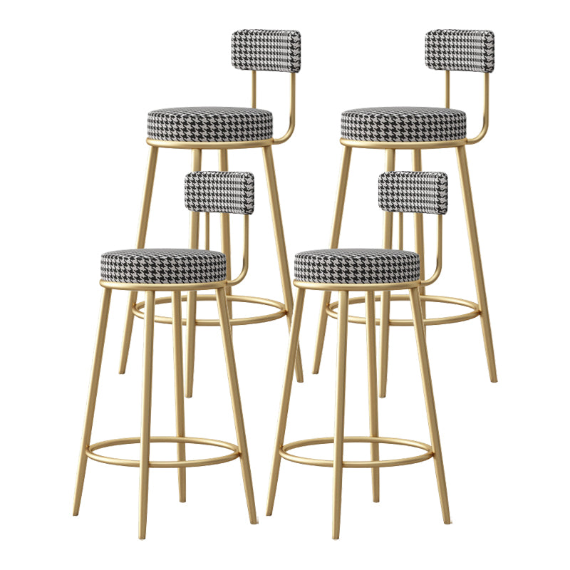 Glam Style Bar-stool Round Seat with Low Back Iron Legs for Kitchen Bar