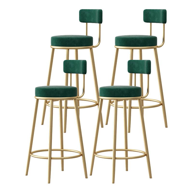 Glam Style Bar-stool Round Seat with Low Back Iron Legs for Kitchen Bar