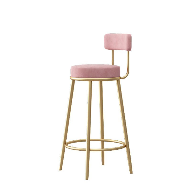 Glam Style Bar-stool Round Seat with Low Back Iron Legs for Kitchen Bar