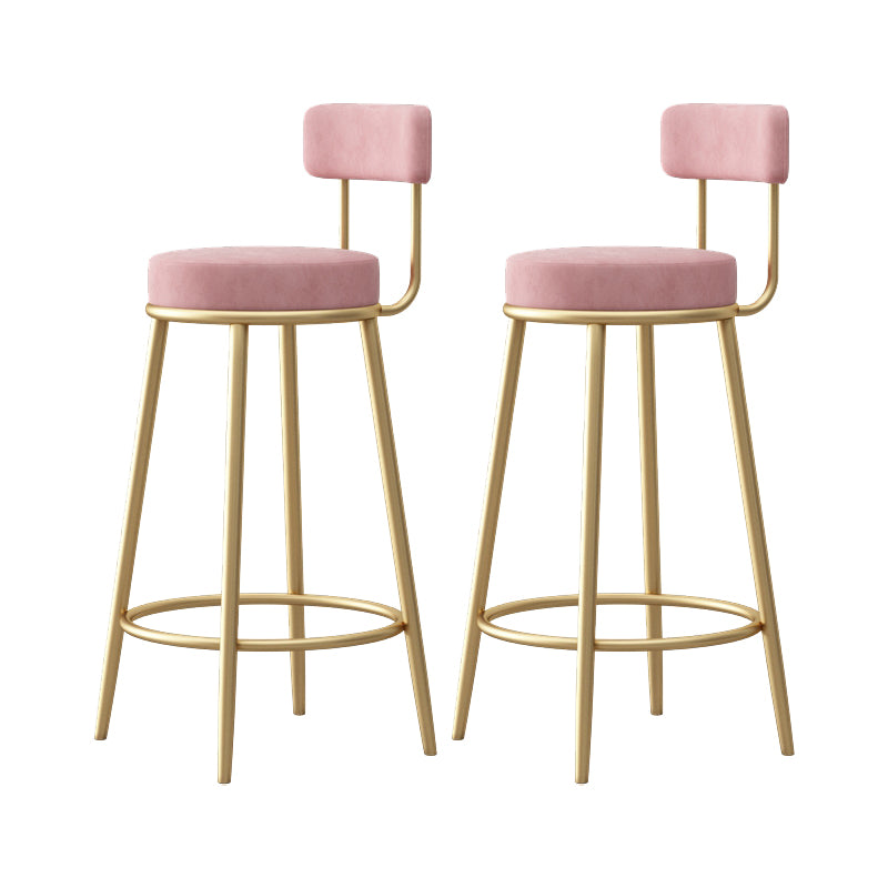 Glam Style Bar-stool Round Seat with Low Back Iron Legs for Kitchen Bar