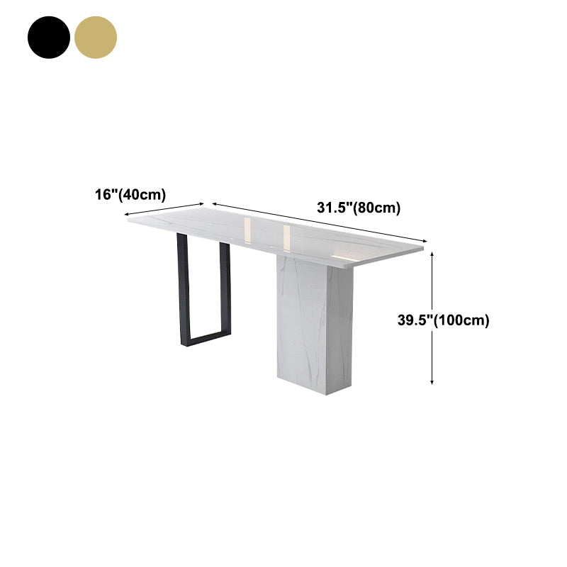 White Stone Rectangle Bar Wine Table Double Pedestal Living Room Bar Dining Table