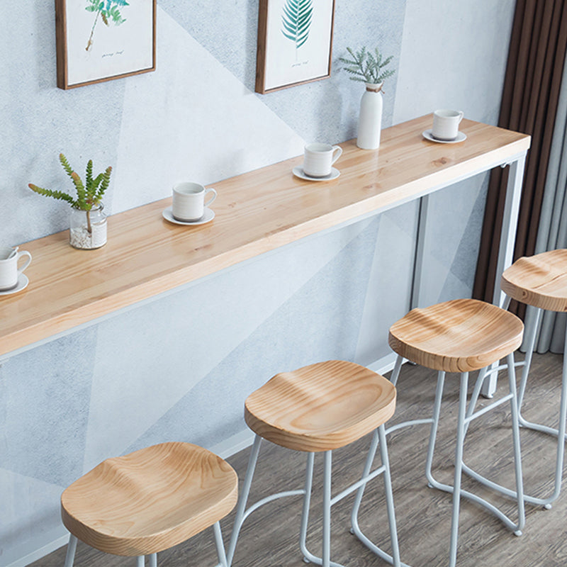 Light Brown Modern Style Bar Table in Solid Wood and Iron Table Milk Tea Shop Bar Table
