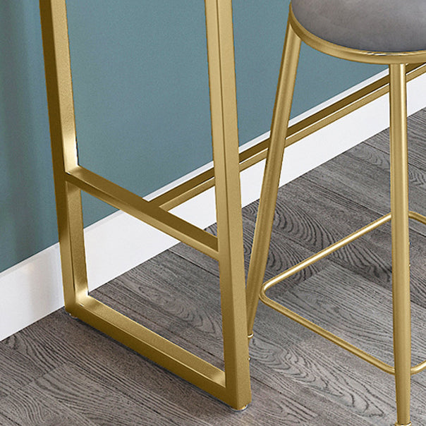 White Glam Style Bar Table in Faux Marble and Metal Bar Table for Living Room, Only Table