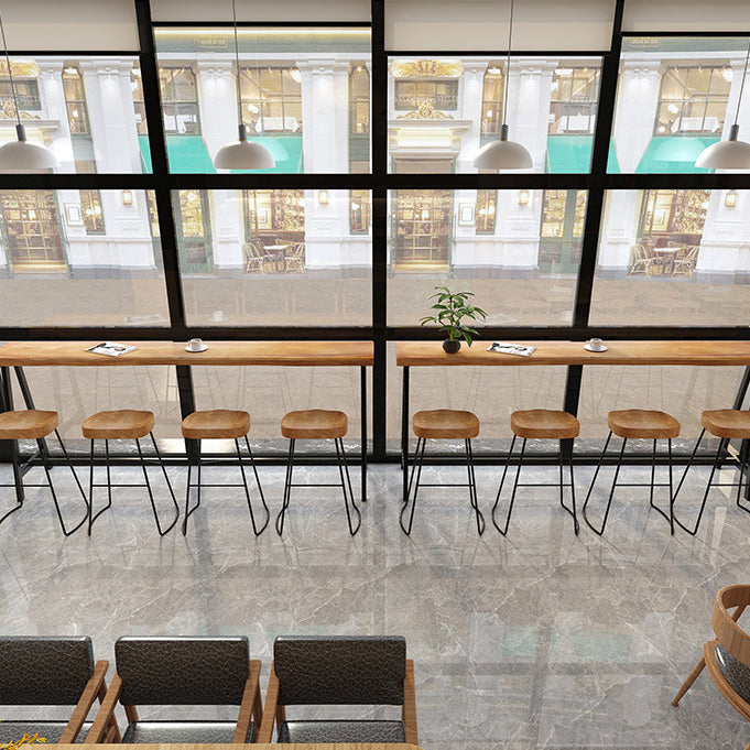 Light Brown Modern Style Bar Table in Solid Wood and Iron Cafe Bar Table, Only Table