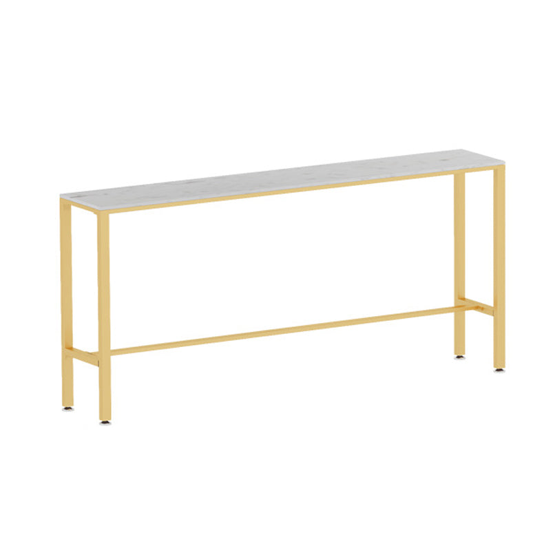 White Glam Style Bar Table in Metal and Faux Marble Bar Table for Dining Room