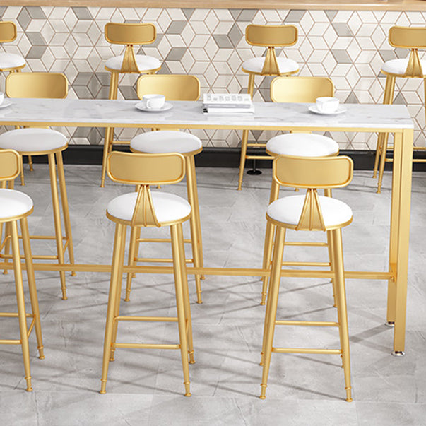 White Glam Style Bar Table in Metal and Faux Marble Bar Table for Dining Room