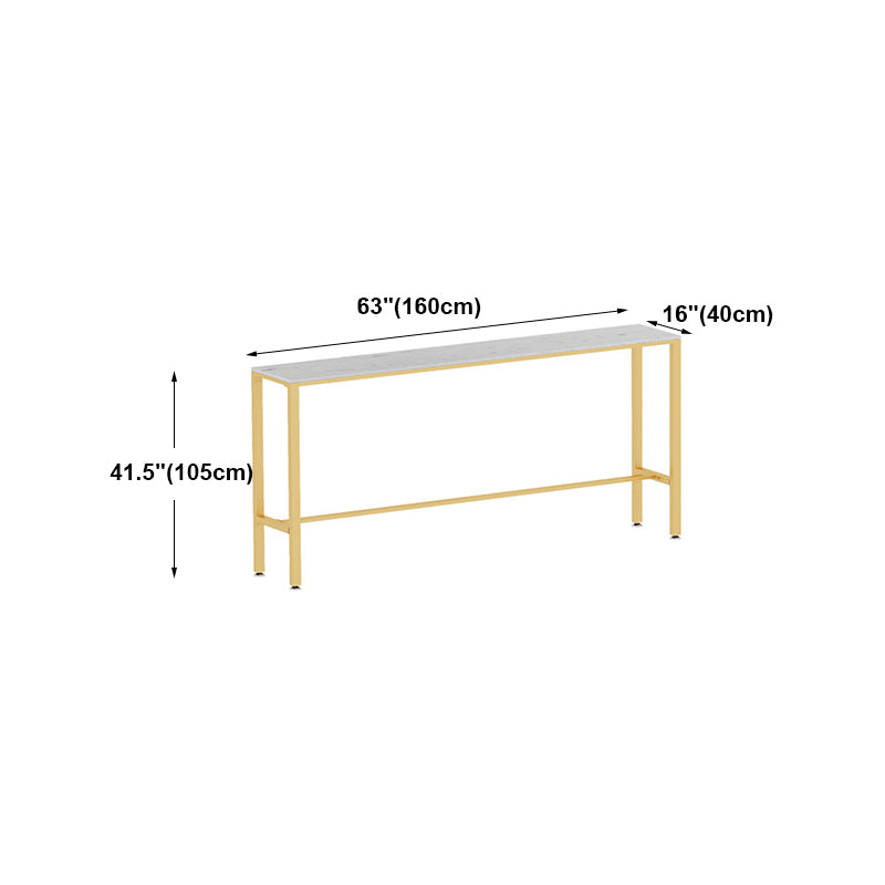 White Glam Style Bar Table in Metal and Faux Marble Bar Table for Dining Room