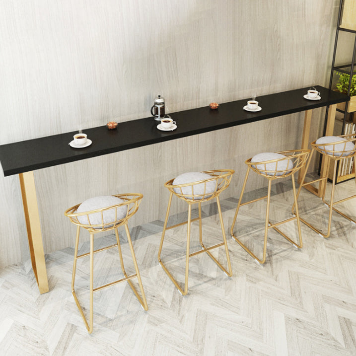 Black Glam Style Bar Table Rectangular Metal Bar Table with Gold Base