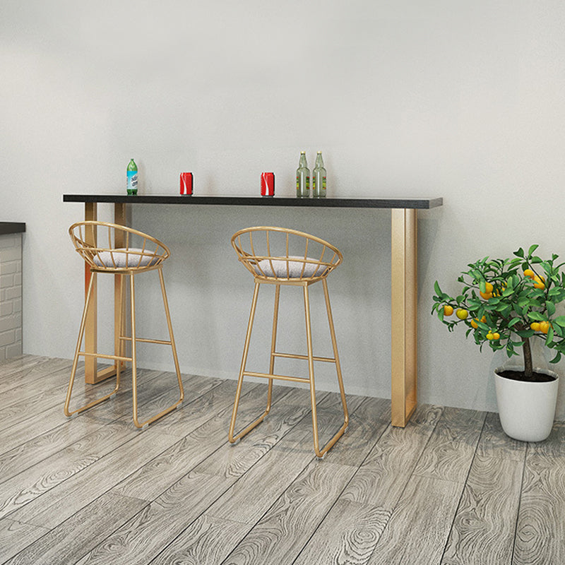 Black Glam Style Bar Table Rectangular Metal Bar Table with Gold Base