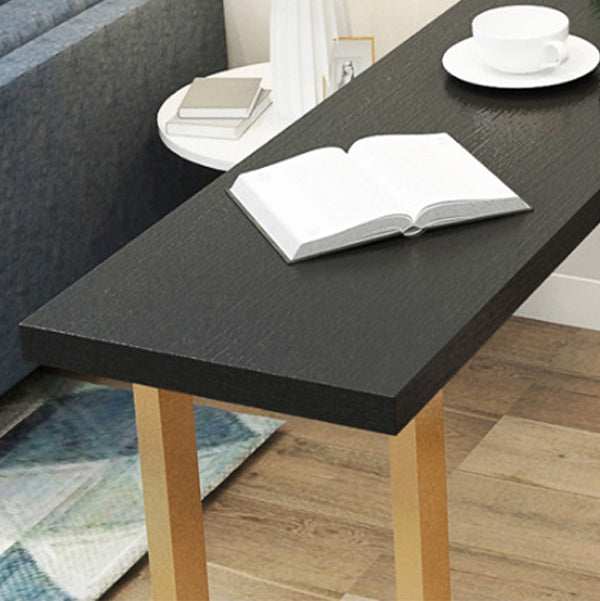 Black Glam Style Bar Table Rectangular Metal Bar Table with Gold Base