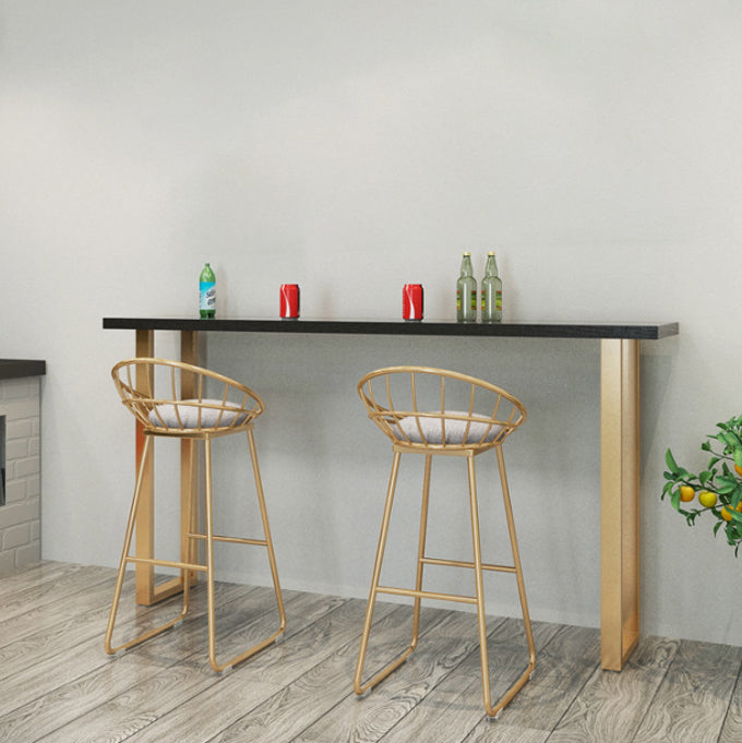 Black Glam Style Bar Table Rectangular Metal Bar Table with Gold Base
