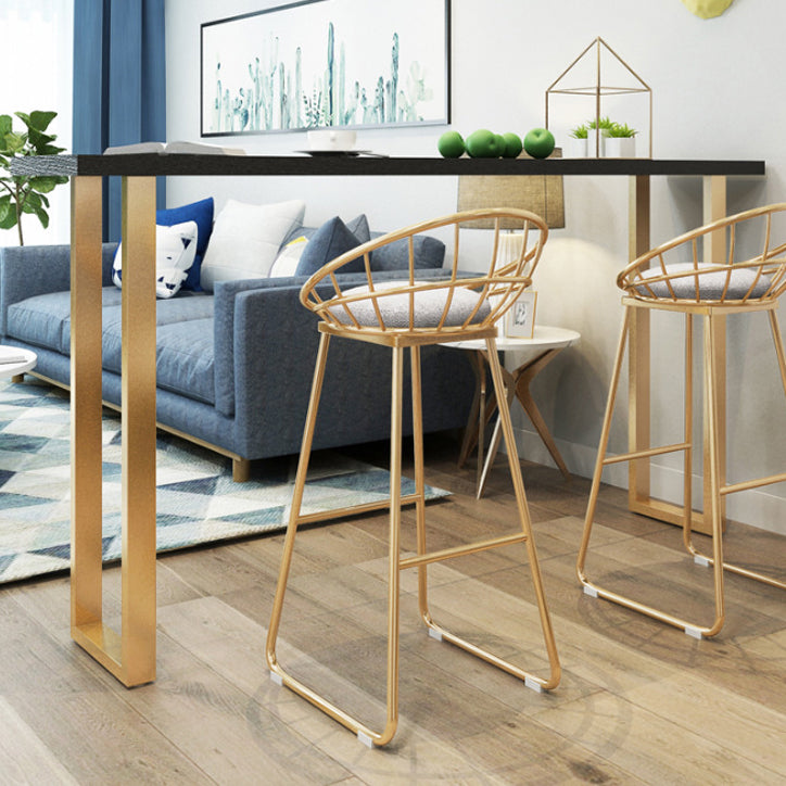 Black Glam Style Bar Table Rectangular Metal Bar Table with Gold Base