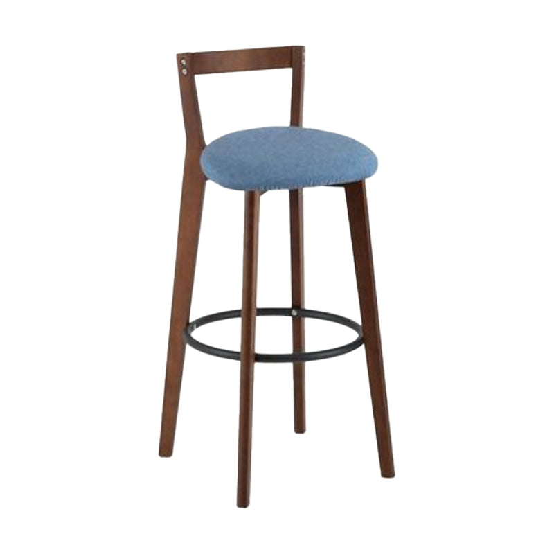 Simple Brown Wood Barstool Nordic Indoor Tall Stool with Upholstered