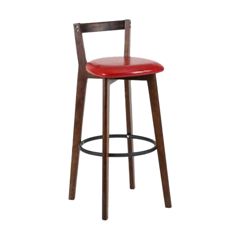 Simple Brown Wood Barstool Nordic Indoor Tall Stool with Upholstered
