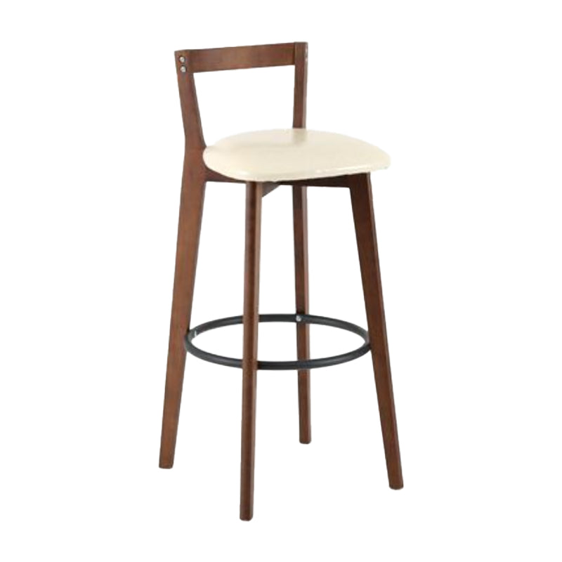Simple Brown Wood Barstool Nordic Indoor Tall Stool with Upholstered