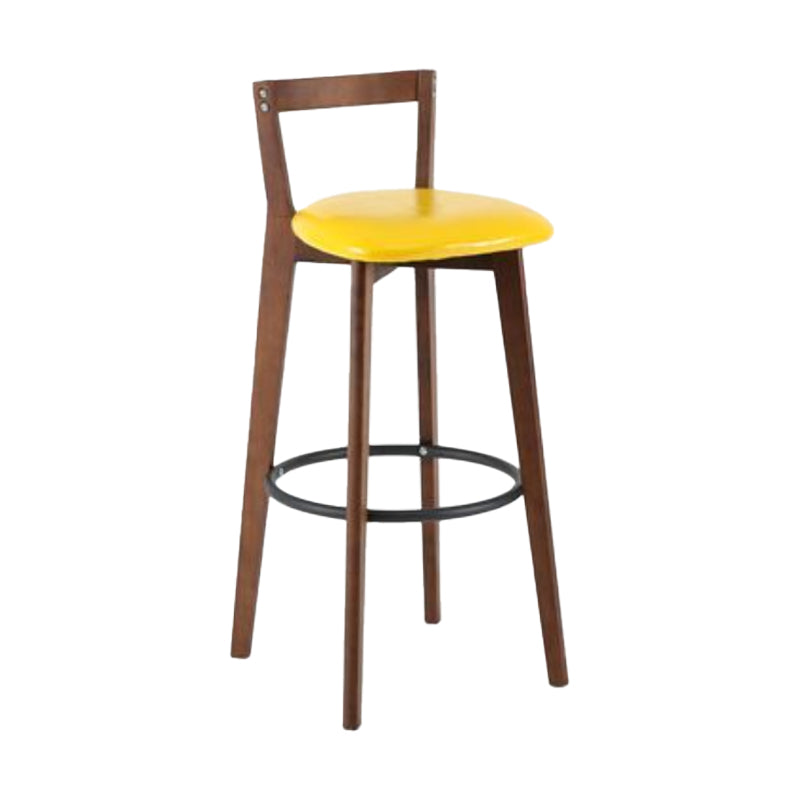 Simple Brown Wood Barstool Nordic Indoor Tall Stool with Upholstered