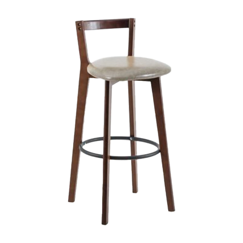 Simple Brown Wood Barstool Nordic Indoor Tall Stool with Upholstered