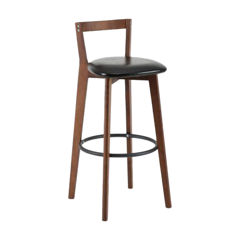 Simple Brown Wood Barstool Nordic Indoor Tall Stool with Upholstered
