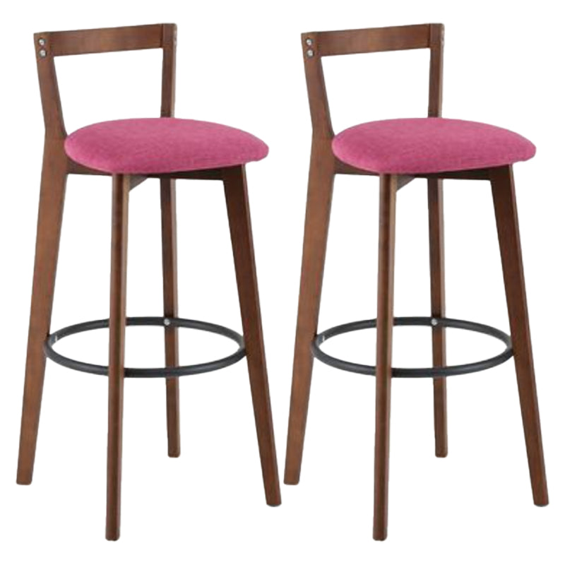 Simple Brown Wood Barstool Nordic Indoor Tall Stool with Upholstered