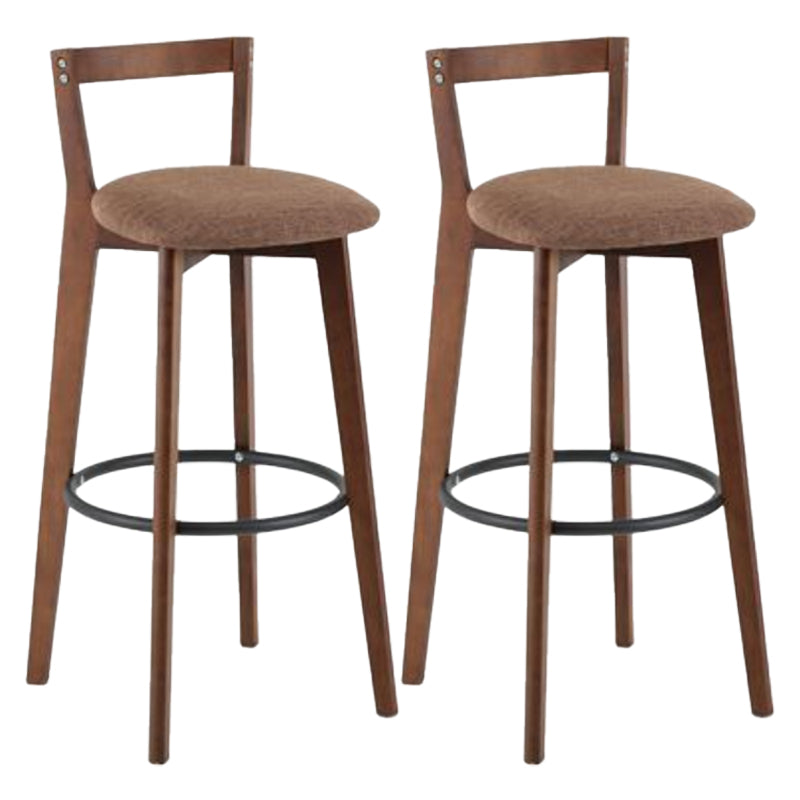 Simple Brown Wood Barstool Nordic Indoor Tall Stool with Upholstered