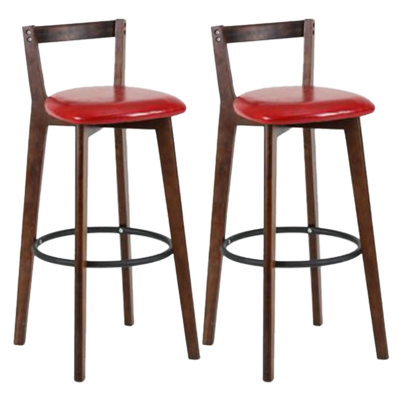 Simple Brown Wood Barstool Nordic Indoor Tall Stool with Upholstered