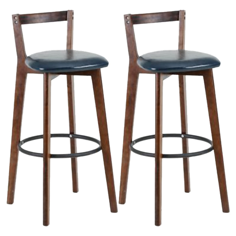 Simple Brown Wood Barstool Nordic Indoor Tall Stool with Upholstered