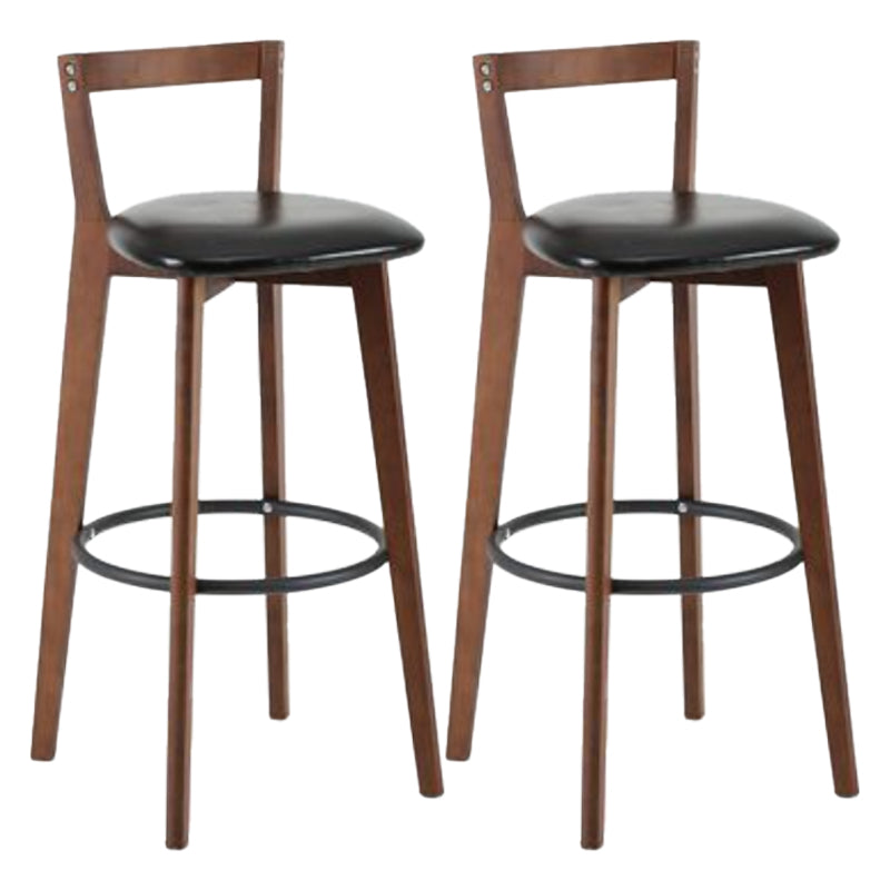 Simple Brown Wood Barstool Nordic Indoor Tall Stool with Upholstered