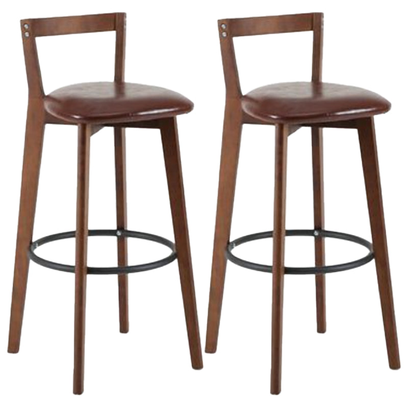 Simple Brown Wood Barstool Nordic Indoor Tall Stool with Upholstered