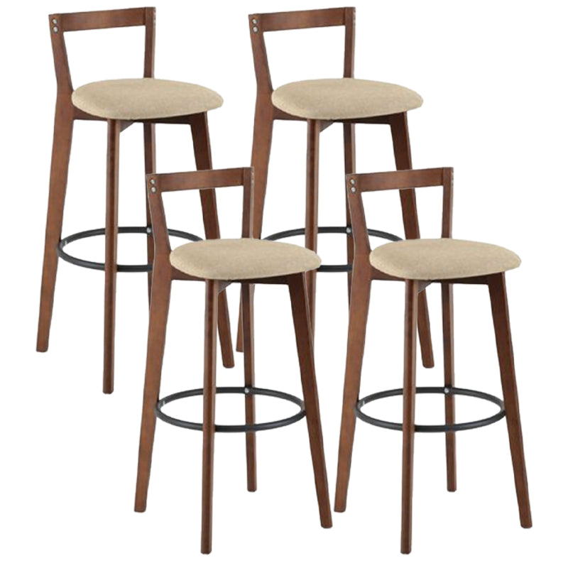 Simple Brown Wood Barstool Nordic Indoor Tall Stool with Upholstered