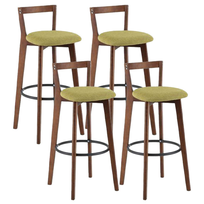Simple Brown Wood Barstool Nordic Indoor Tall Stool with Upholstered