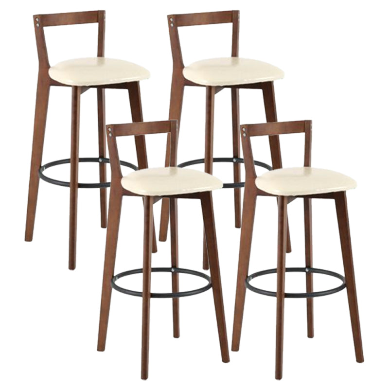 Simple Brown Wood Barstool Nordic Indoor Tall Stool with Upholstered