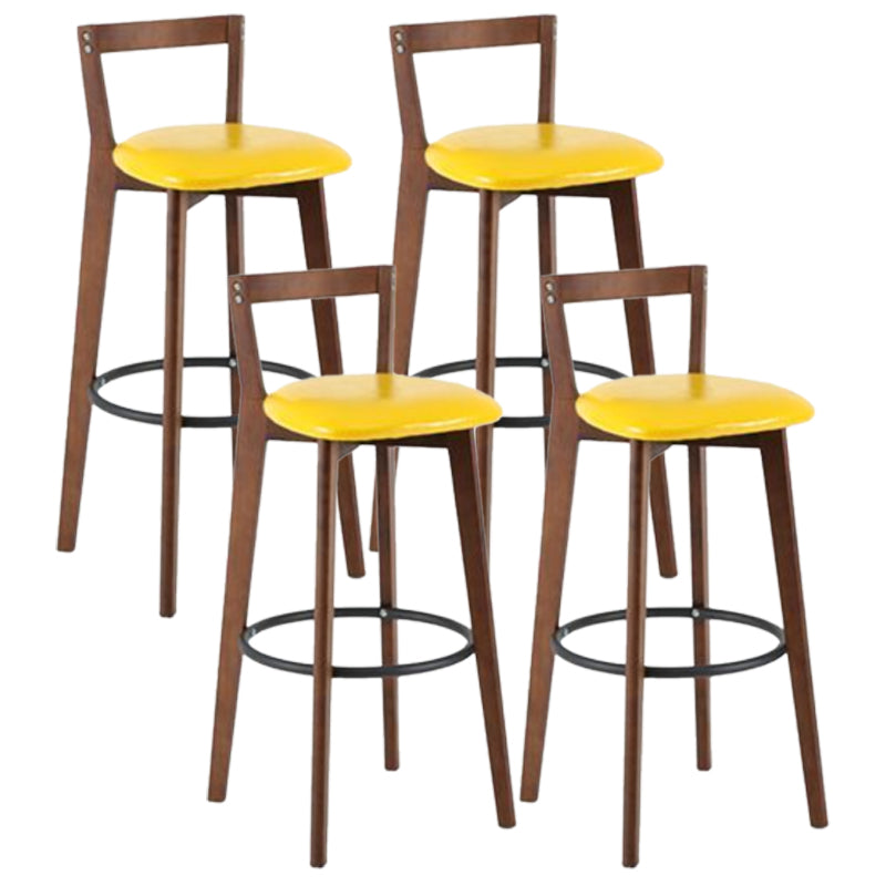 Simple Brown Wood Barstool Nordic Indoor Tall Stool with Upholstered