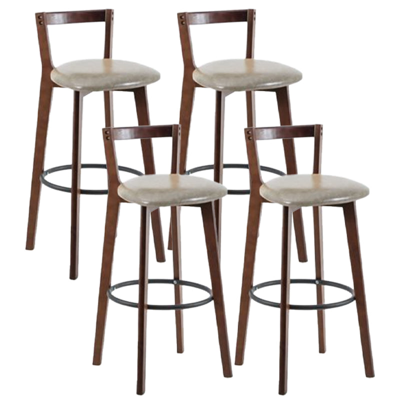 Simple Brown Wood Barstool Nordic Indoor Tall Stool with Upholstered