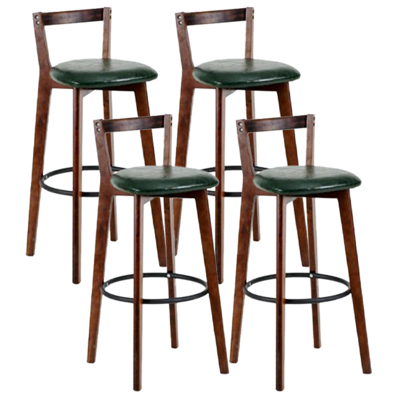 Simple Brown Wood Barstool Nordic Indoor Tall Stool with Upholstered