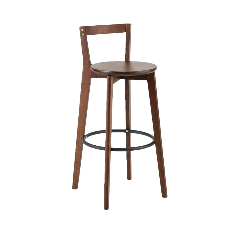 Simple Brown Wood Barstool Nordic Indoor Tall Stool with Upholstered