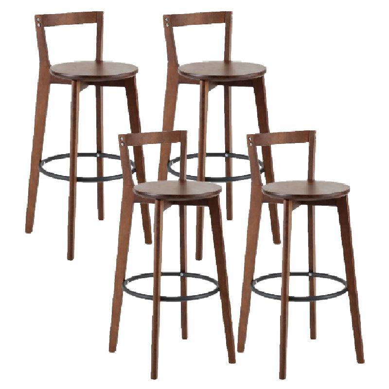 Simple Brown Wood Barstool Nordic Indoor Tall Stool with Upholstered