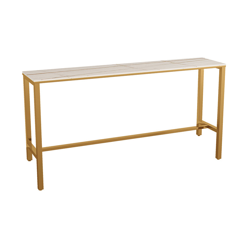 Table de bar en fer industrielle fausse rectangle de marbre supérieur 41,3 "H Table bistrot avec repose-pieds