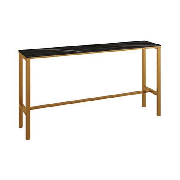 Table de bar en fer industrielle fausse rectangle de marbre supérieur 41,3 "H Table bistrot avec repose-pieds
