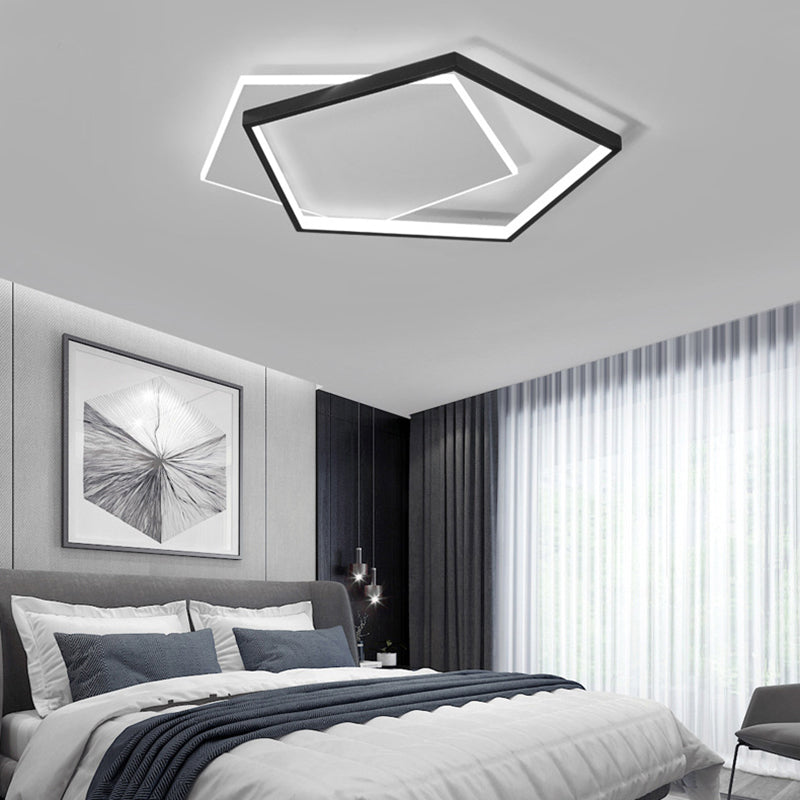 Plafonnier géométrique en métal, style simple, LED noir, éclairage proche du plafond