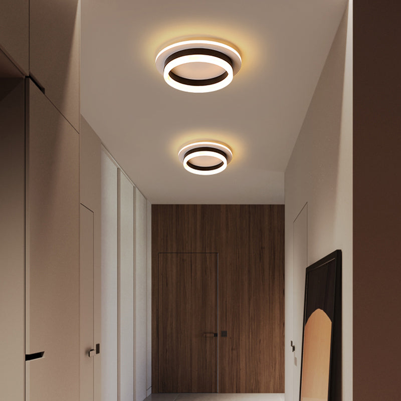 Plafonnier LED rond noir, luminaire de plafond Simple et affleurant pour le salon