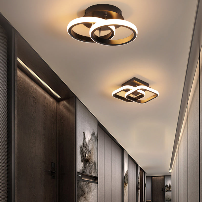 Plafonnier LED rond noir, luminaire de plafond Simple et affleurant pour le salon