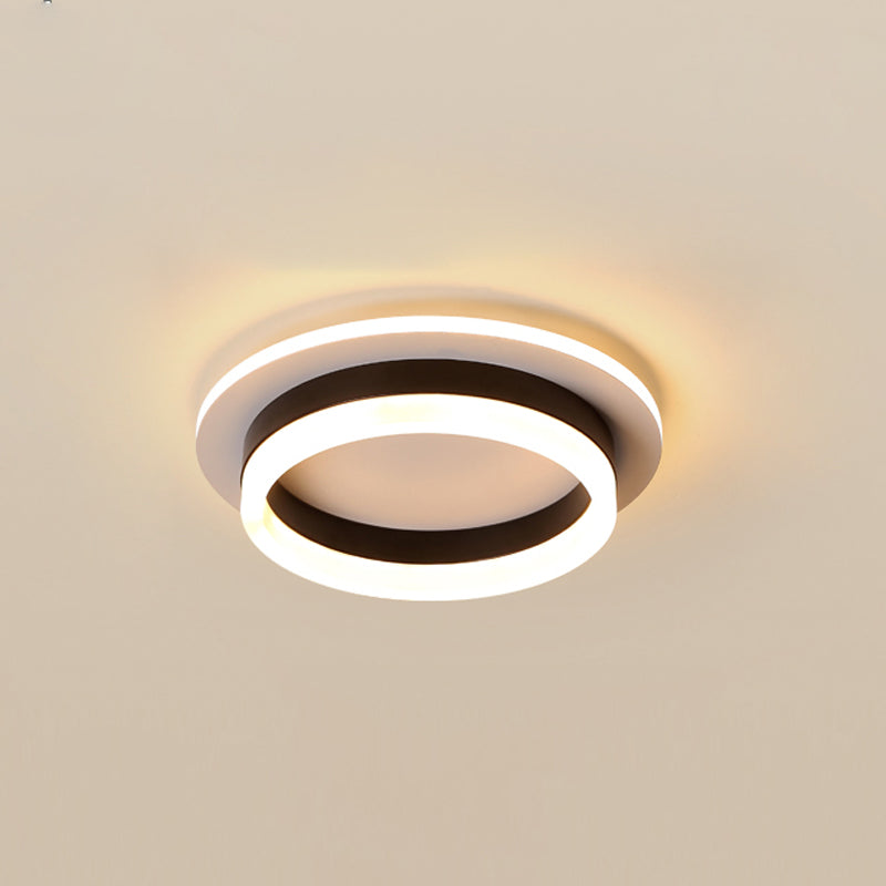 Plafonnier LED rond noir, luminaire de plafond Simple et affleurant pour le salon