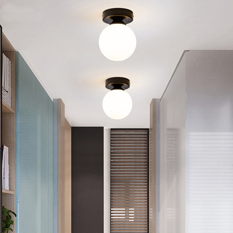 Plafonnier encastré pour allée, plafonnier de style moderne avec abat-jour rond en verre