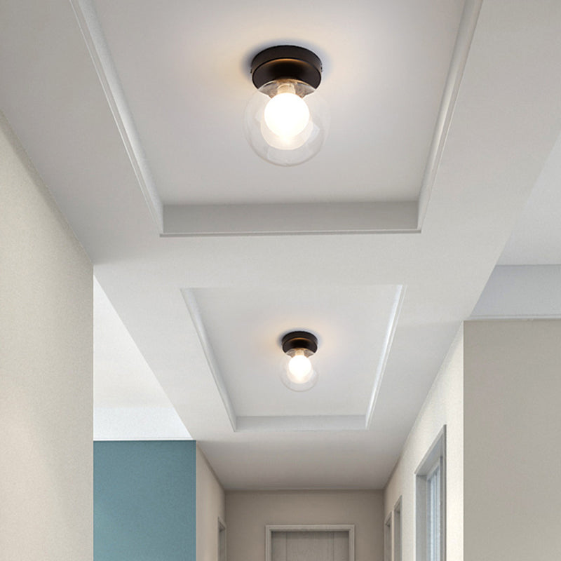 Plafonnier encastré pour allée, plafonnier de style moderne avec abat-jour rond en verre