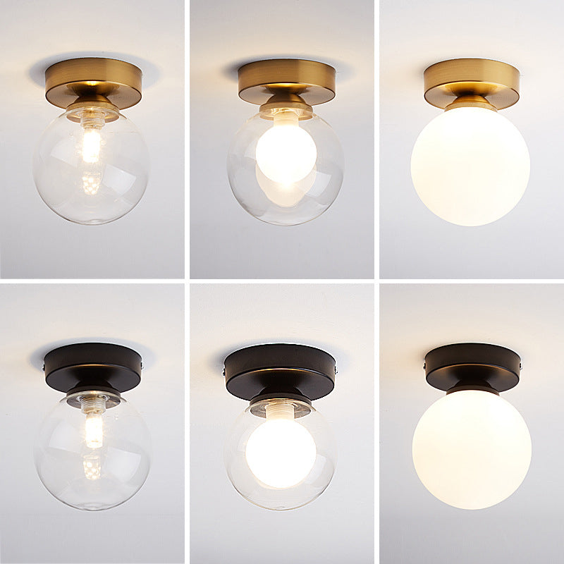 Plafonnier encastré pour allée, plafonnier de style moderne avec abat-jour rond en verre