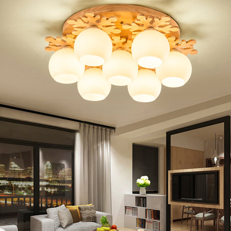 Minimalist Ball Shape Ceiling Light Fixture Glass Bedroom Ceiling Mount Lamp Fixture