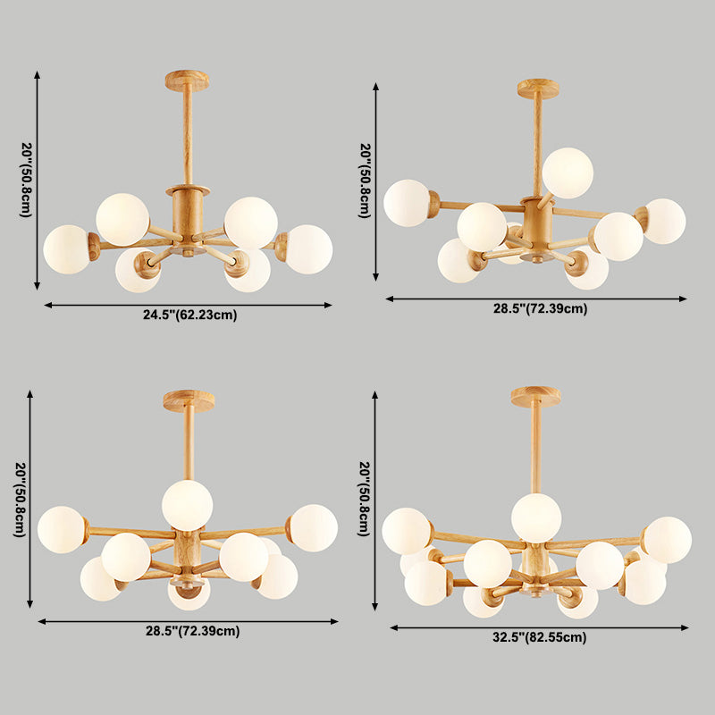 Multi-Light Chandelier Light Fixture Modern Style Ball Shape Glass Pendant Lamp