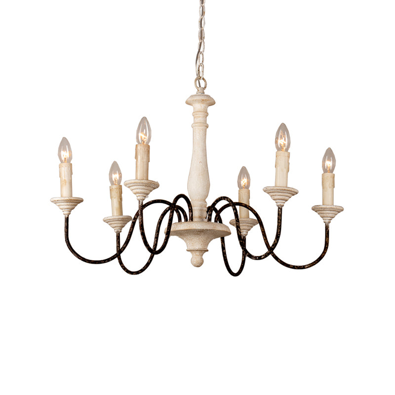 Wooden Candle Pendant Light Rustic Chandelier Lighting for Living Room